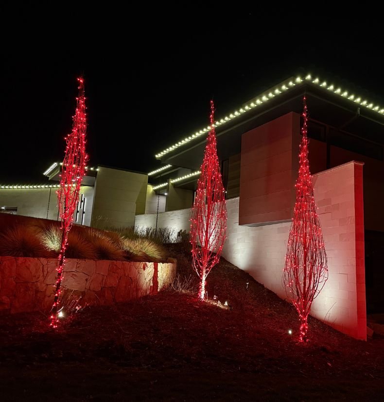 professionally installed roofline and window Christmas lights in Aurora Colorado